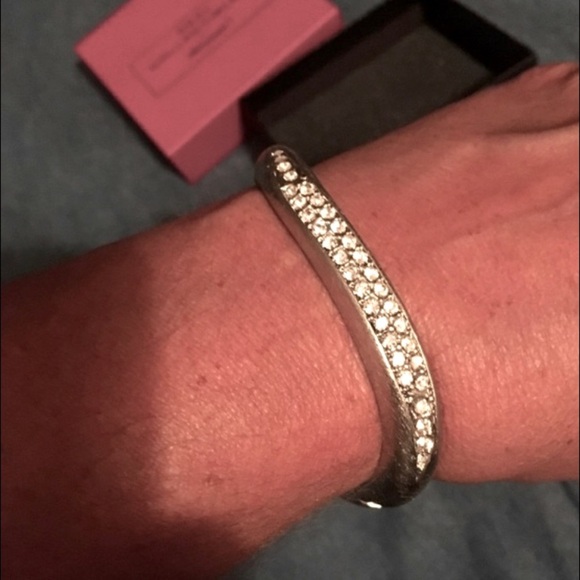 Pave Crystal Curved Hinged Bangle - Picture 1 of 10